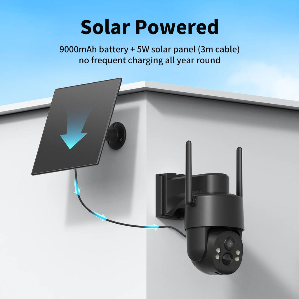 Solar Powered 4G Security Camera CB174S, 2K HD Color Night Vision, No Wifi Outdoor Camera for Farm/Home with IP65 Waterproof, Data Service Supported