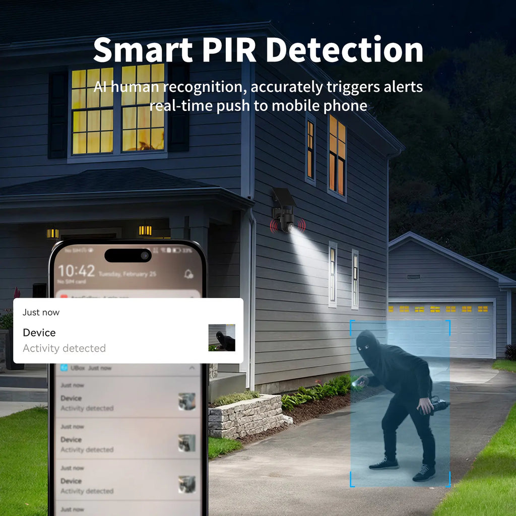 Solar Powered 4G Security Camera CB174S, 2K HD Color Night Vision, No Wifi Outdoor Camera for Farm/Home with IP65 Waterproof, Data Service Supported